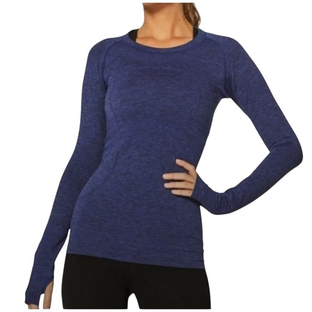 Lululemon Blue Purple Long Sleeve Thumbhole Reflection Womens Size 6